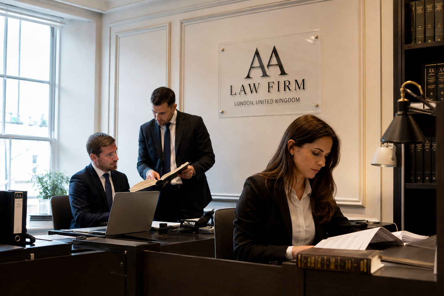 AA Law Office team discussing client matters